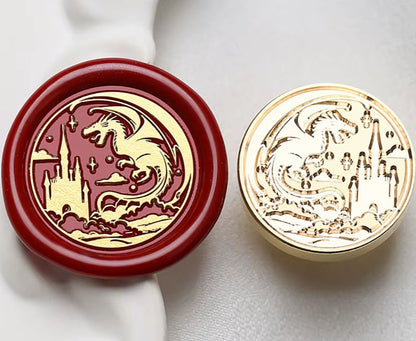 Flying Dragon & Castle Wax Seal Stamp – Brass Stamp size 25 mm