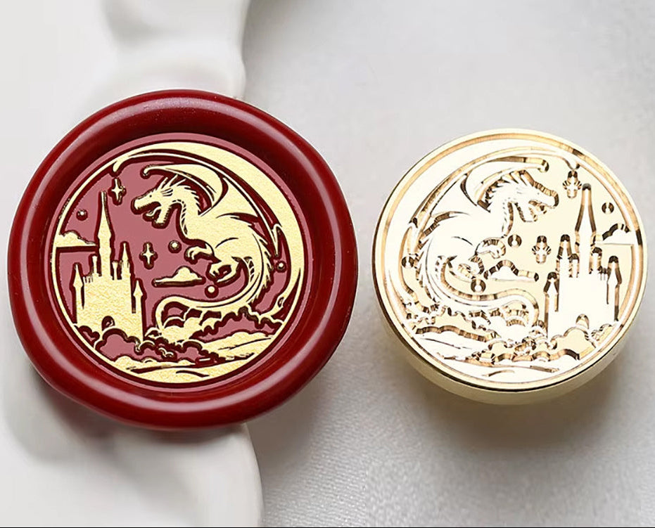 Flying Dragon & Castle Wax Seal Stamp size 25 mm