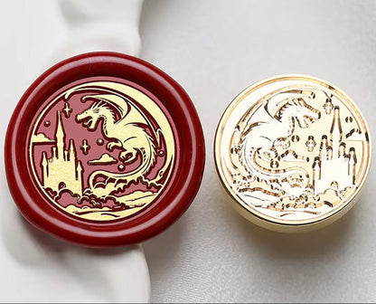 Flying Dragon & Castle Wax Seal Stamp size 25 mm
