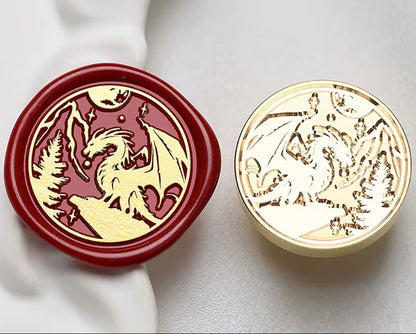 Dragon on Cliff Wax Seal Stamp size 25mm