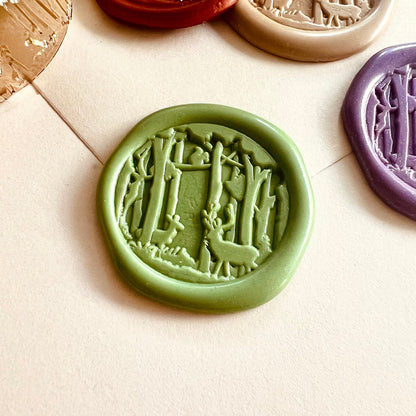 Deer in Forest Wax Seal Stamp size 25mm