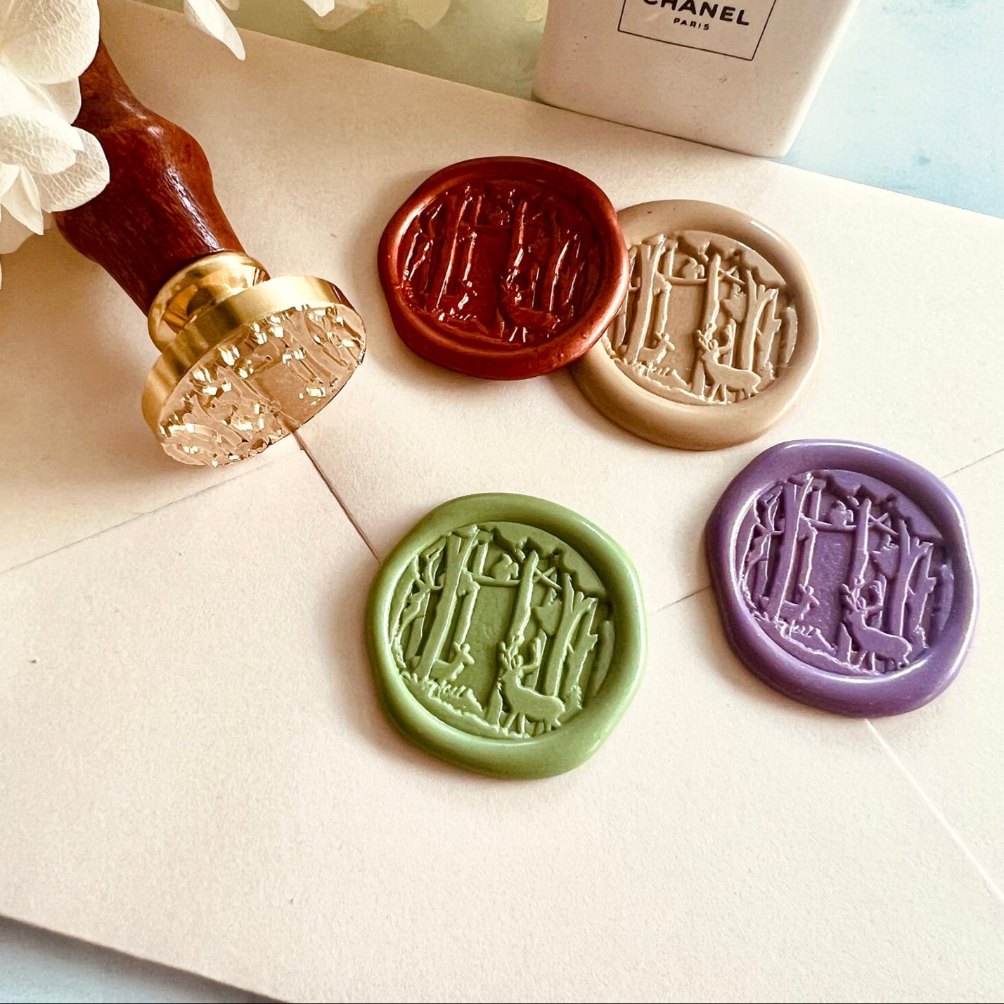 Deer in Forest Wax Seal Stamp – Brass Stamp size 25mm