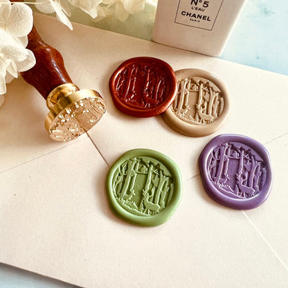 Deer in Forest Wax Seal Stamp size 25mm