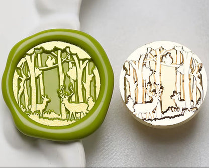 Deer in Forest Wax Seal Stamp size 25mm