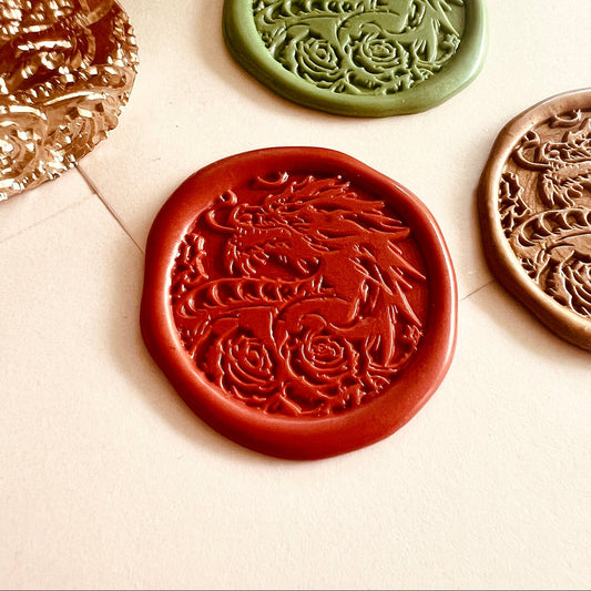 Dragon and Roses Wax Seal Stamp size 30mm