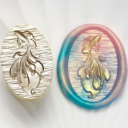 Koi Fish Wax Seal Stamp – Oval Brass Stamp size 20x30 mm