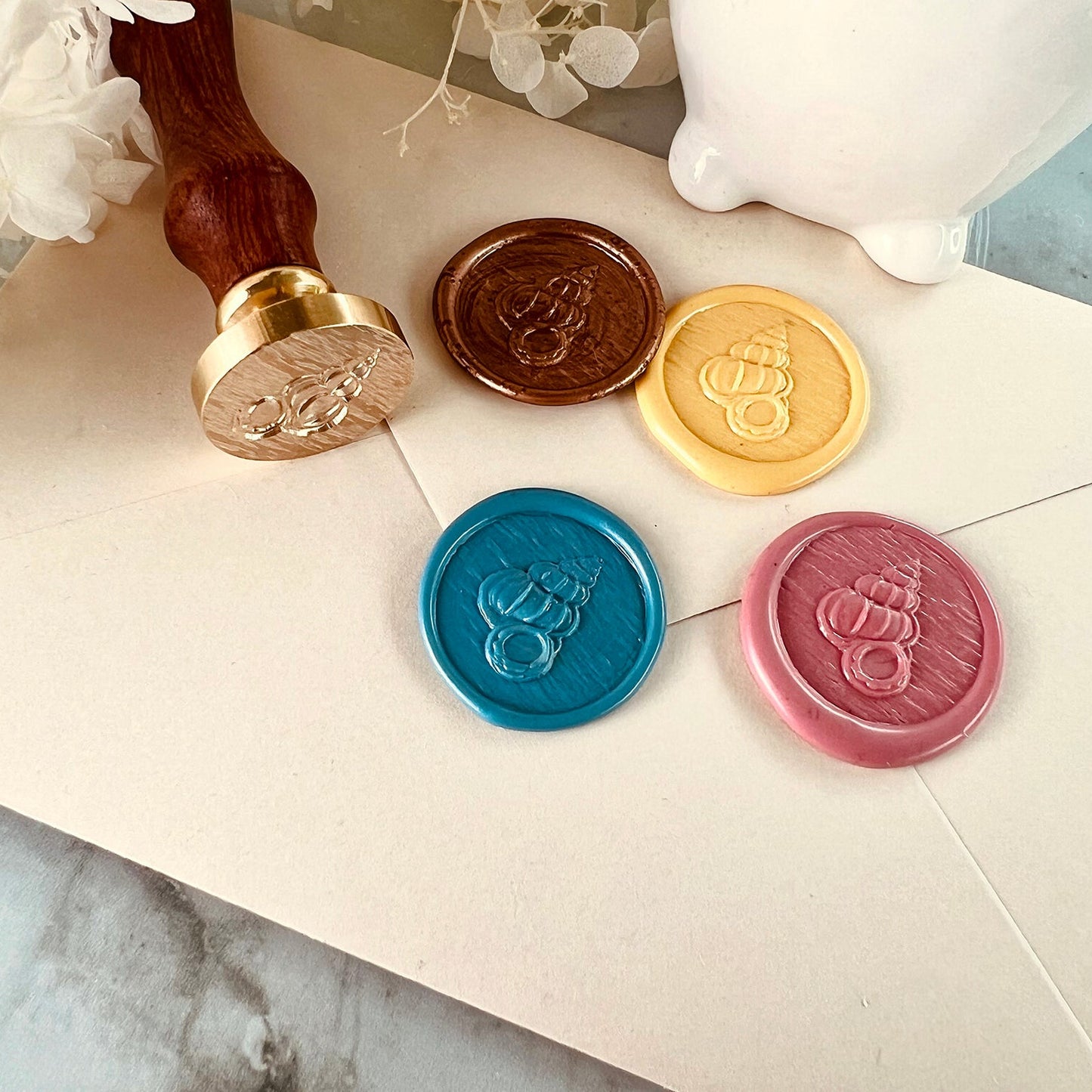 Seashell Wax Seal Stamp – Brass Stamp size 25mm