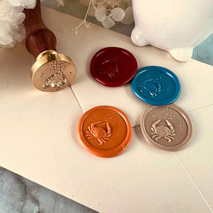 Crab and Bubbles Wax Seal Stamp – Brass Stamp size 25mm