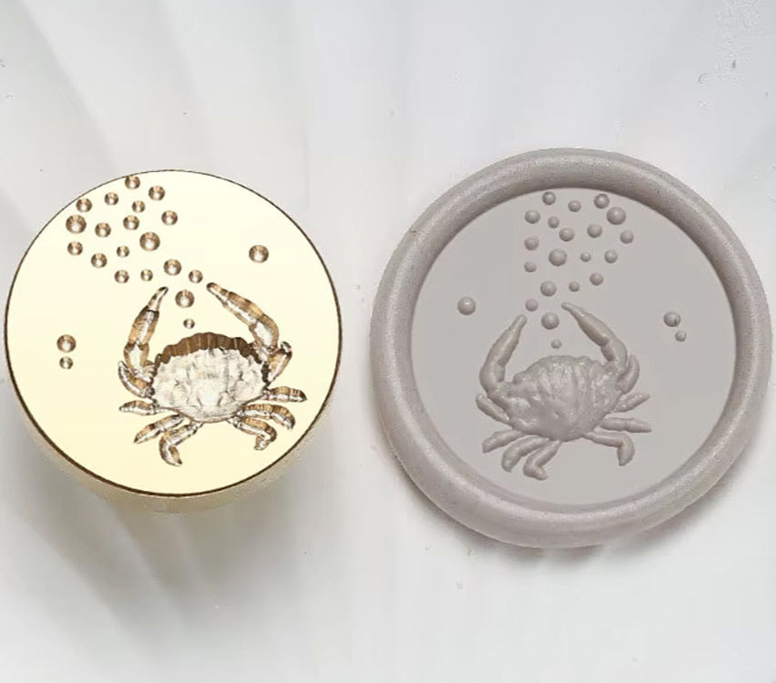 Crab and Bubbles Wax Seal Stamp – Brass Stamp size 25mm