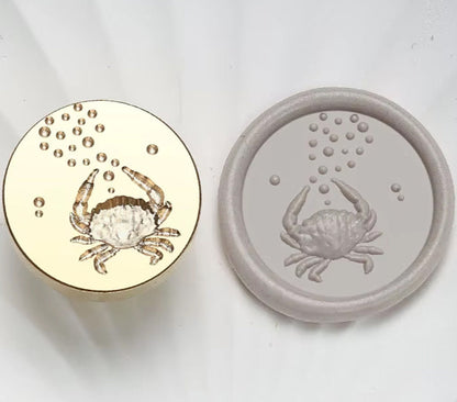 Crab and Bubbles Wax Seal Stamp – Brass Stamp size 25mm