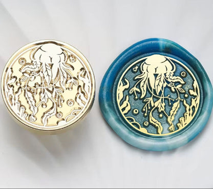 Jellyfish Wax Seal Stamp – Ocean Brass Stamp size 25mm