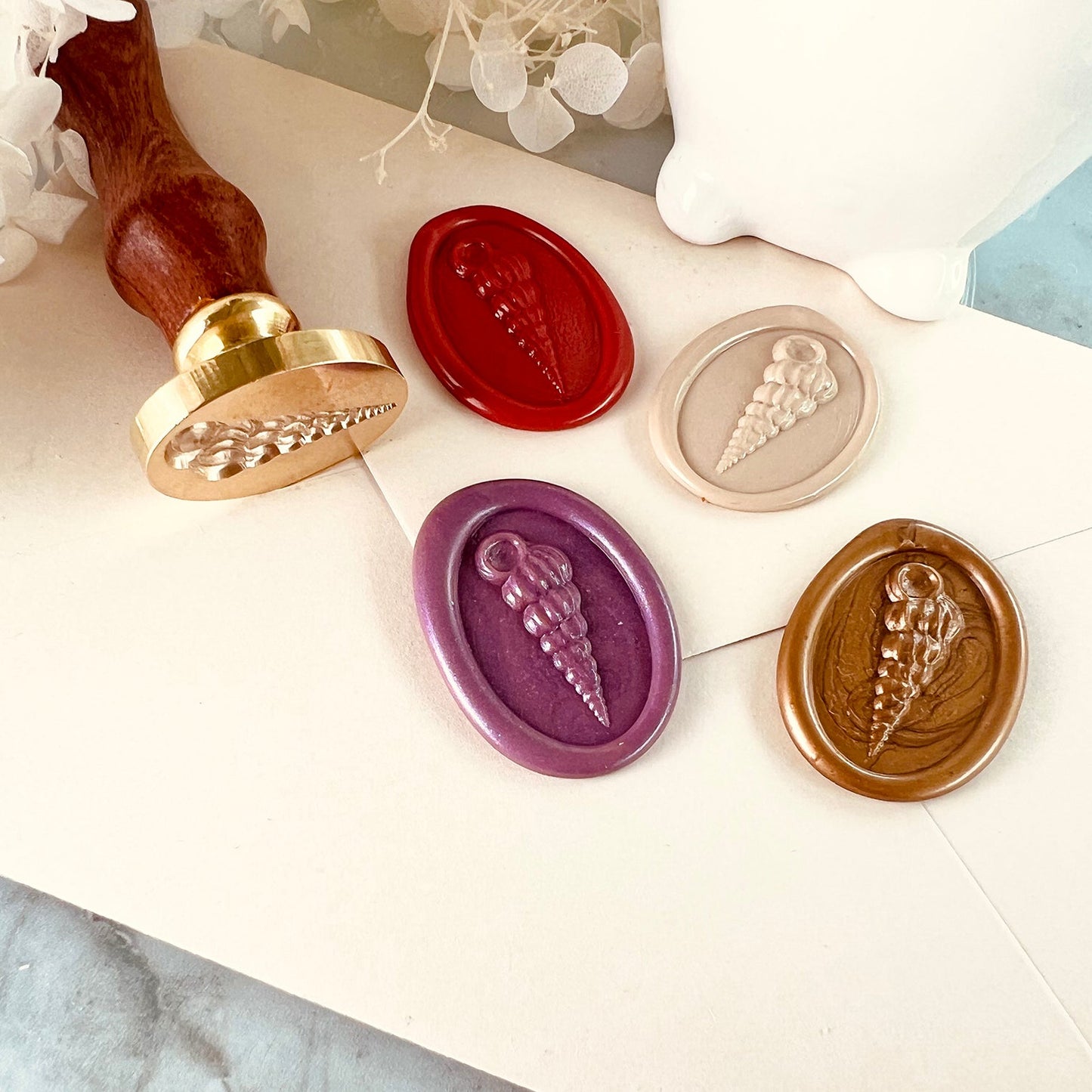 Sea Snail Shell Wax Seal Stamp – Oval Brass Stamp size 20x30mm