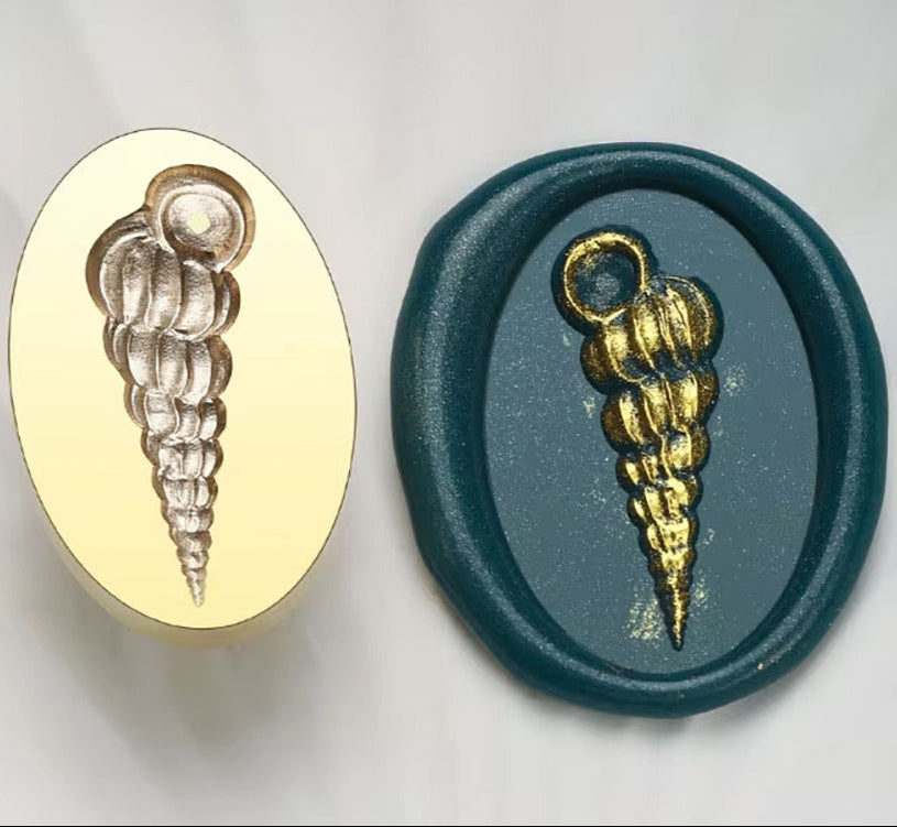 Sea Snail Shell Wax Seal Stamp – Oval Brass Stamp size 20x30mm