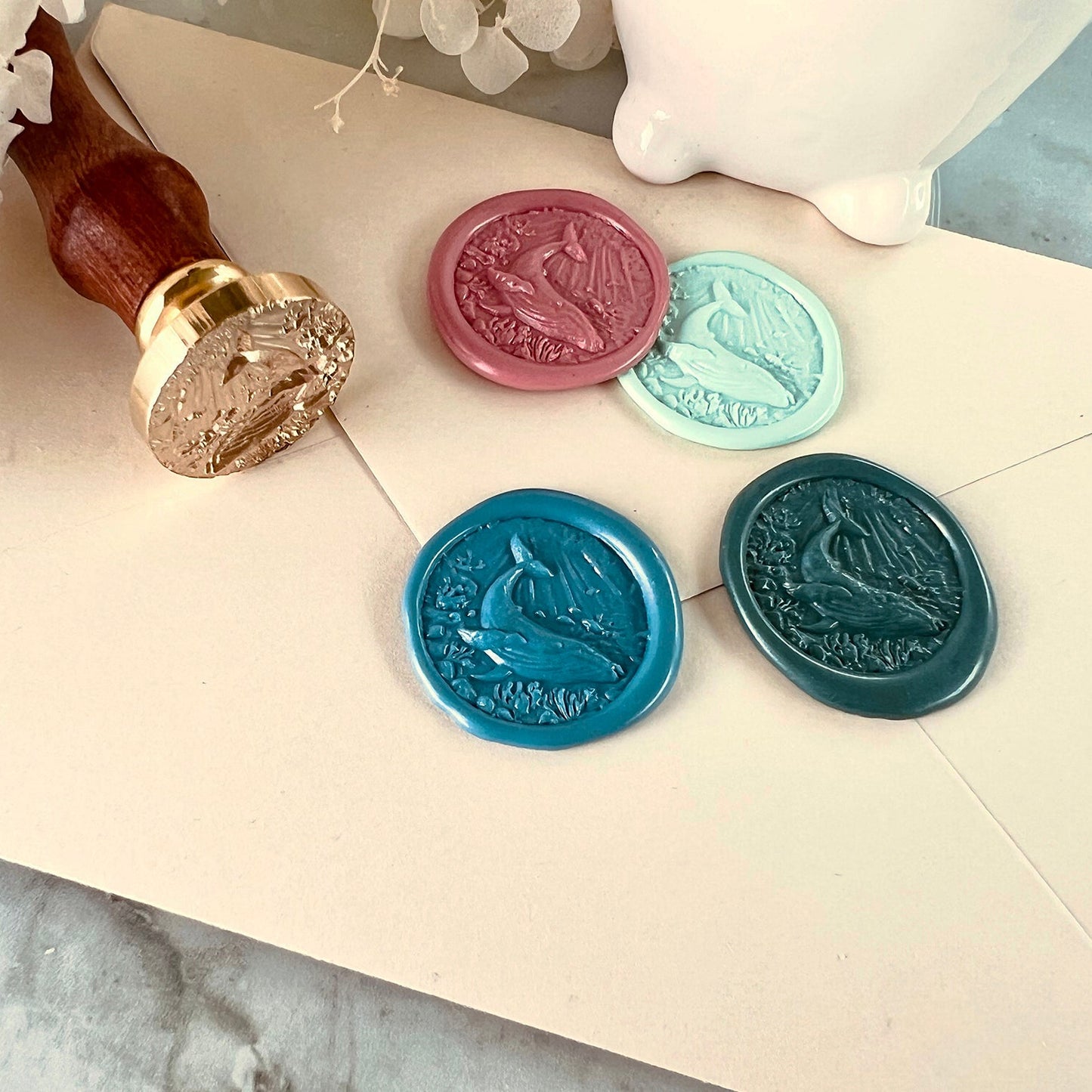 Whale Ocean Wax Seal Stamp – Brass Stamp Stamp size 25mm