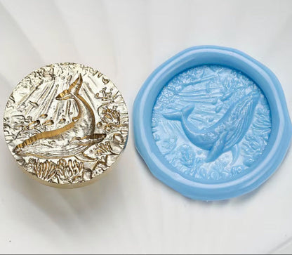Whale Ocean Wax Seal Stamp – Brass Stamp Stamp size 25mm