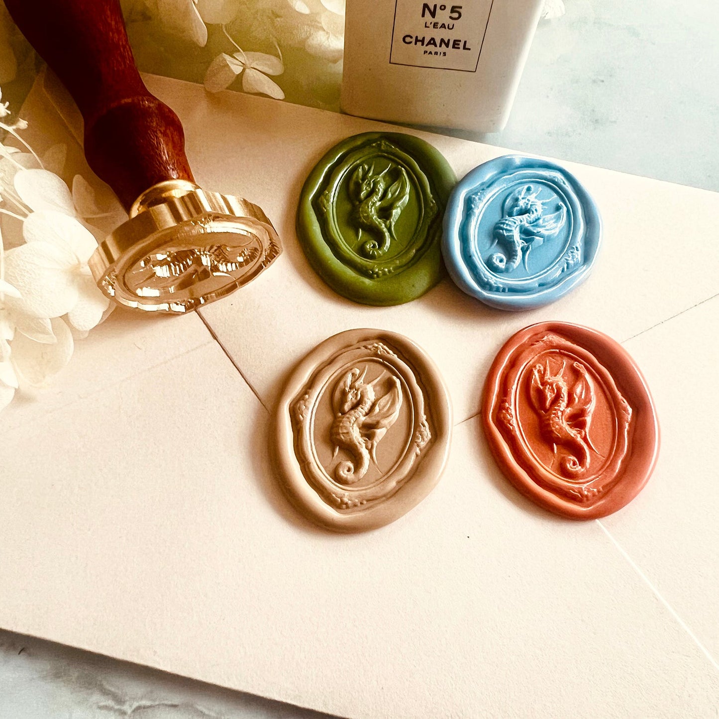 Dragon Seahorse Wax Seal Stamp – Ocean Brass Stamp size 25x35mm