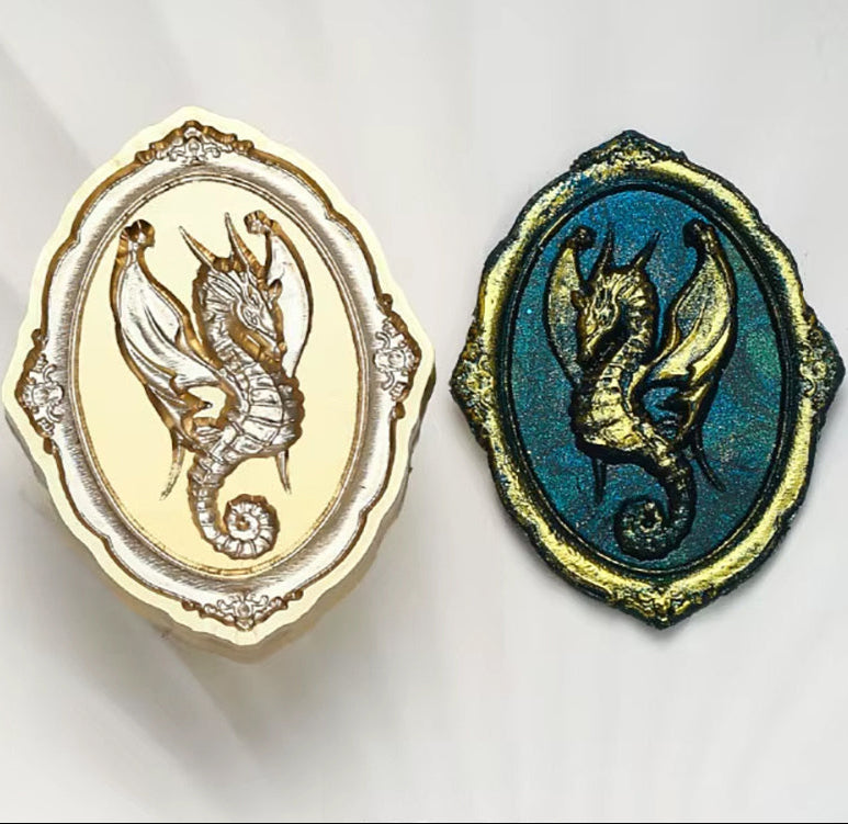 Dragon Seahorse Wax Seal Stamp – Ocean Brass Stamp size 25x35mm