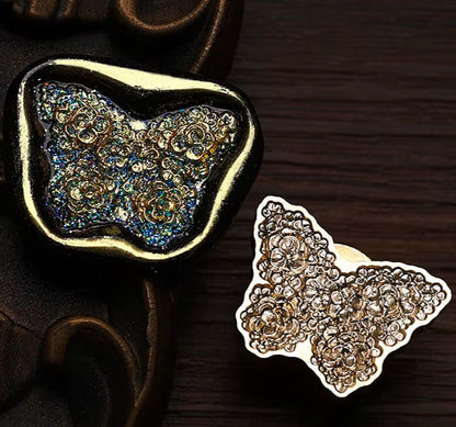 Floral Butterfly Wax Seal Stamp – Brass Stamp size 26x19 mm