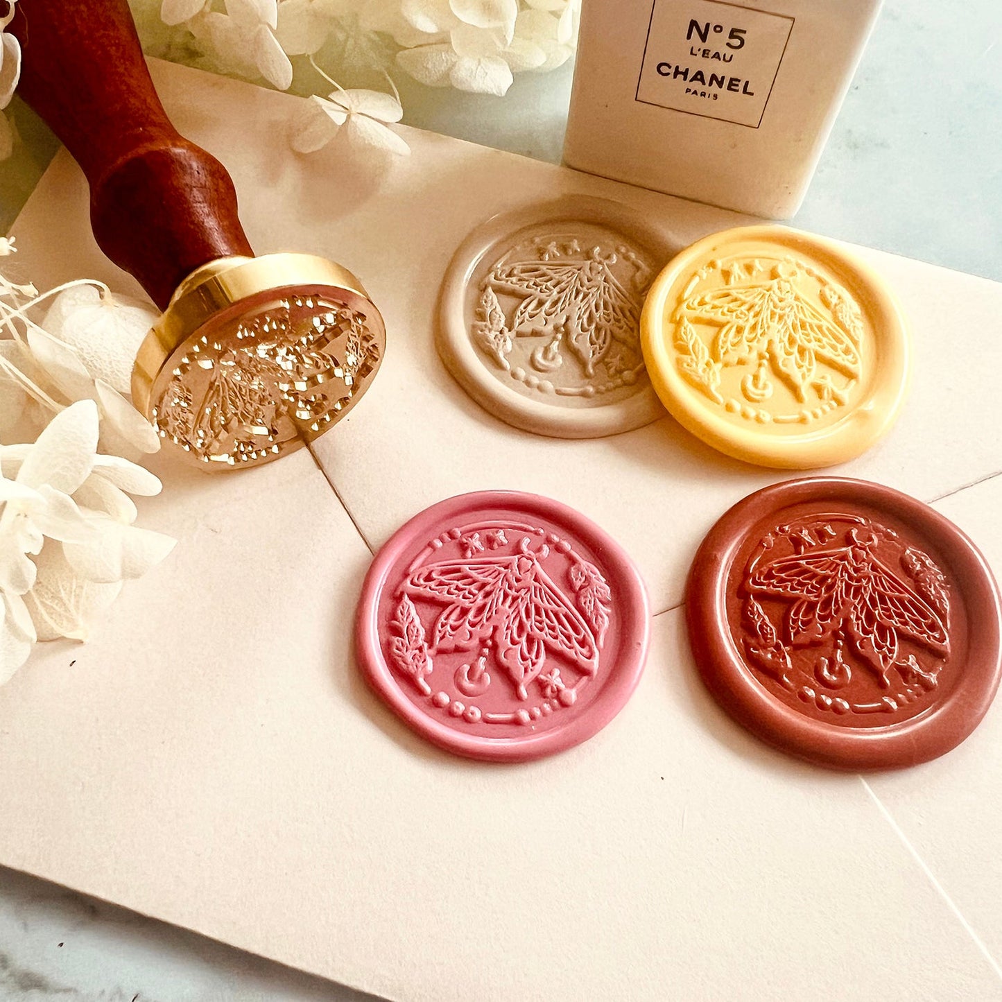 Moth and Moon Wax Seal Stamp – Brass Stamp 30mm.