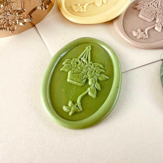 Hanging Plant Pot Oval Wax Seal Stamp – Brass Stamp size 20x30mm