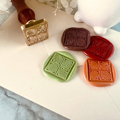 Monstera Leaf Grid Wax Seal Stamp – Brass Stamp size 25x25 mm