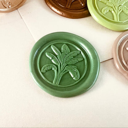 Banana Leaf Wax Seal Stamp – Tropical Plant Brass Stamp size 25mm