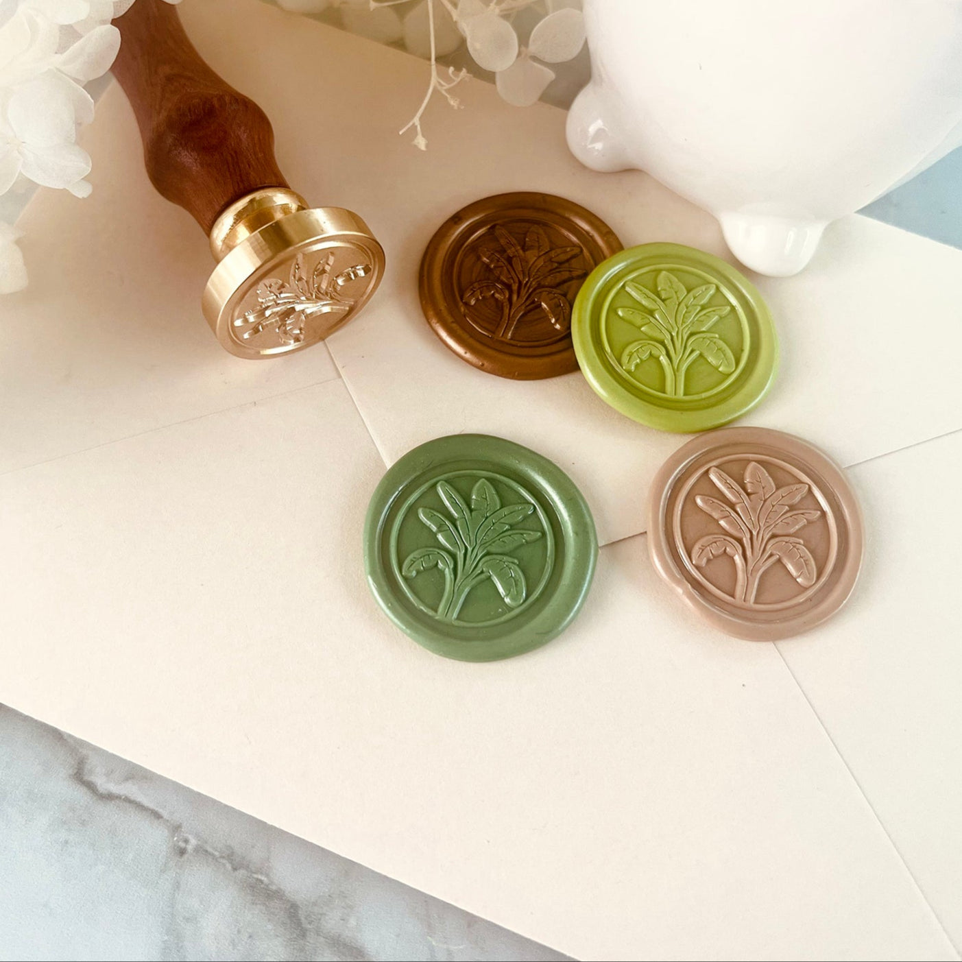 Banana Leaf Wax Seal Stamp – Tropical Plant Brass Stamp size 25mm