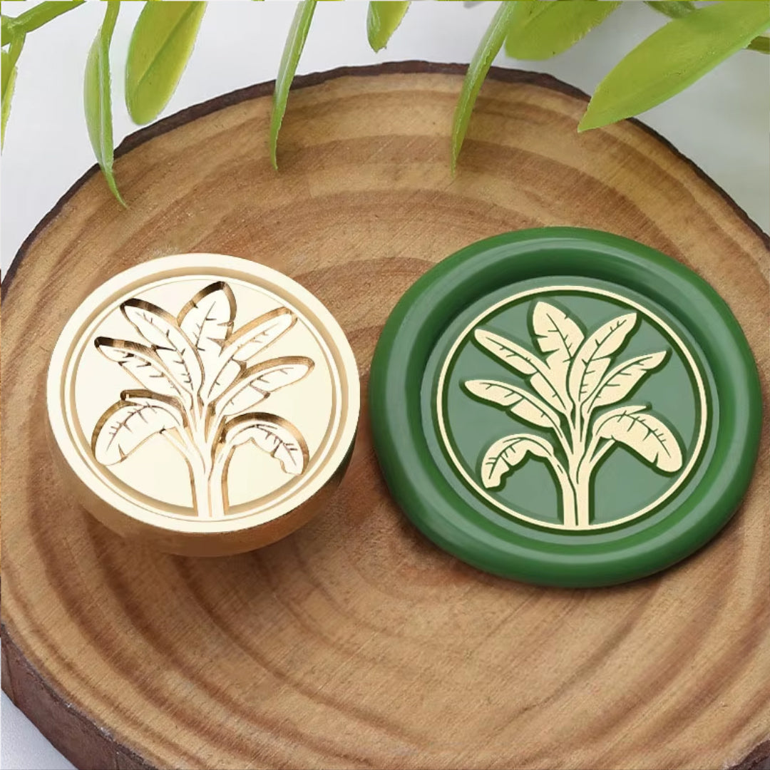 Banana Leaf Wax Seal Stamp – Tropical Plant Brass Stamp size 25mm