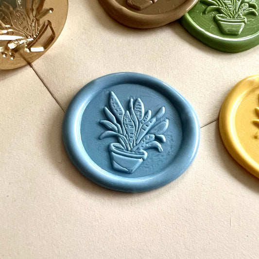 Potted Plant Wax Seal Stamp – Houseplant Brass Stamp size 25mm