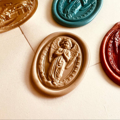 Elegant Angel Wax Seal Stamp – Oval Brass Seal size 25.5x34.8mm
