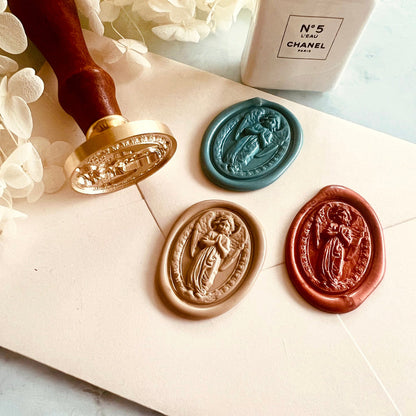 Elegant Angel Wax Seal Stamp – Oval Brass Seal size 25.5x34.8mm