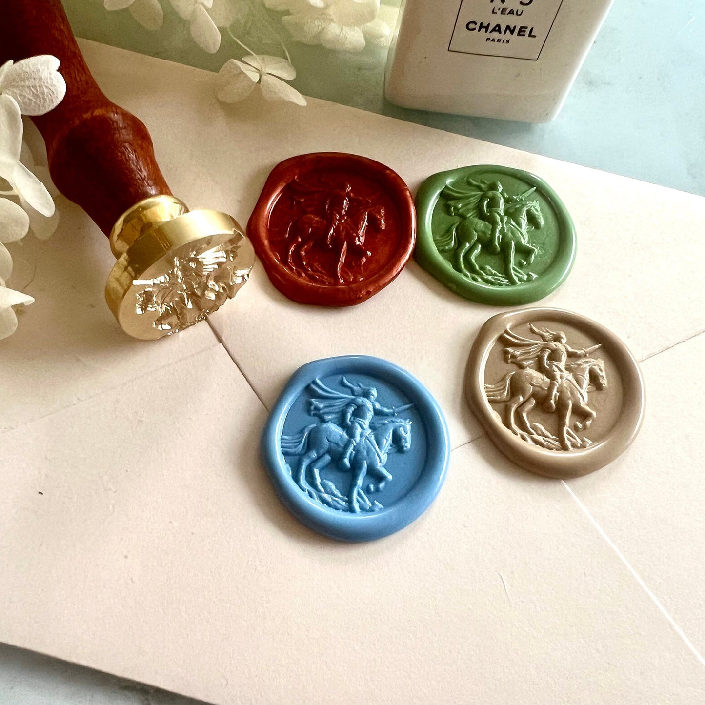 Medieval Knight Wax Seal Stamp – Round Brass Stamp size 25mm