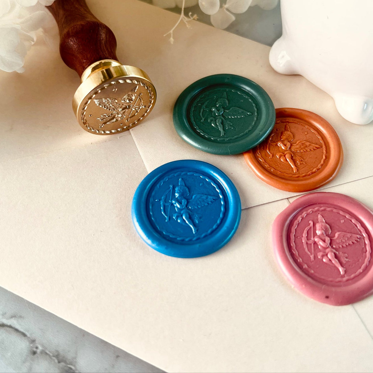 Cupid Wax Seal Stamp | Angel with Bow Brass Stamp size 25mm