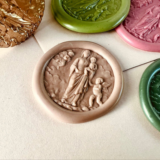Madonna and Angels Wax Seal Stamp | Religious Brass Wax Stamp size 25mm