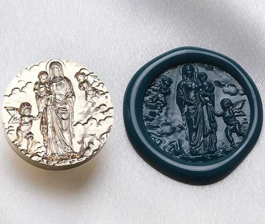 Madonna and Angels Wax Seal Stamp | Religious Brass Wax Stamp size 25mm