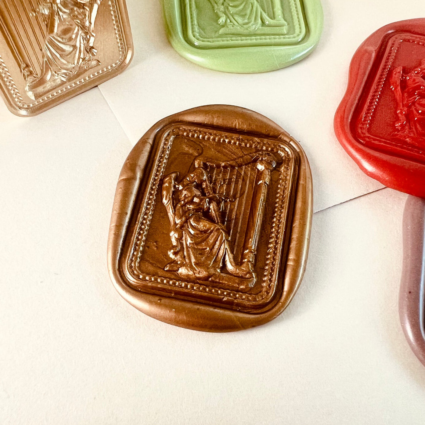 Ornate Angel Playing Harp Wax Seal Stamp size 24.3x30.7mm