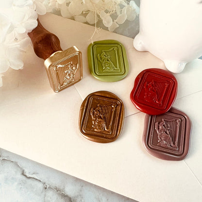 Ornate Angel Playing Harp Wax Seal Stamp size 24.3x30.7mm