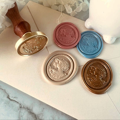 Ancient Roman Couple Wax Seal Stamp – Oval Brass Stamp Head size 28.3x34.8mm