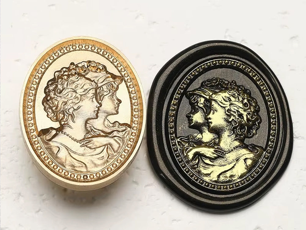 Ancient Roman Couple Wax Seal Stamp – Oval Brass Stamp Head size 28.3x34.8mm