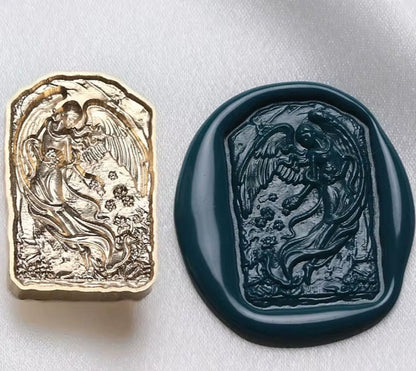 Guardian Angel Wax Seal Stamp – Brass Rectangle Stamp size 21.8x32mm