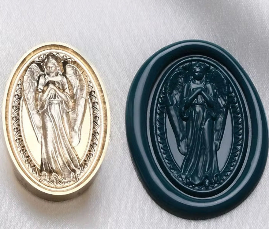 Guardian Angel Oval Wax Seal Stamp – Brass Stamp size 23.2 x 34.8mm