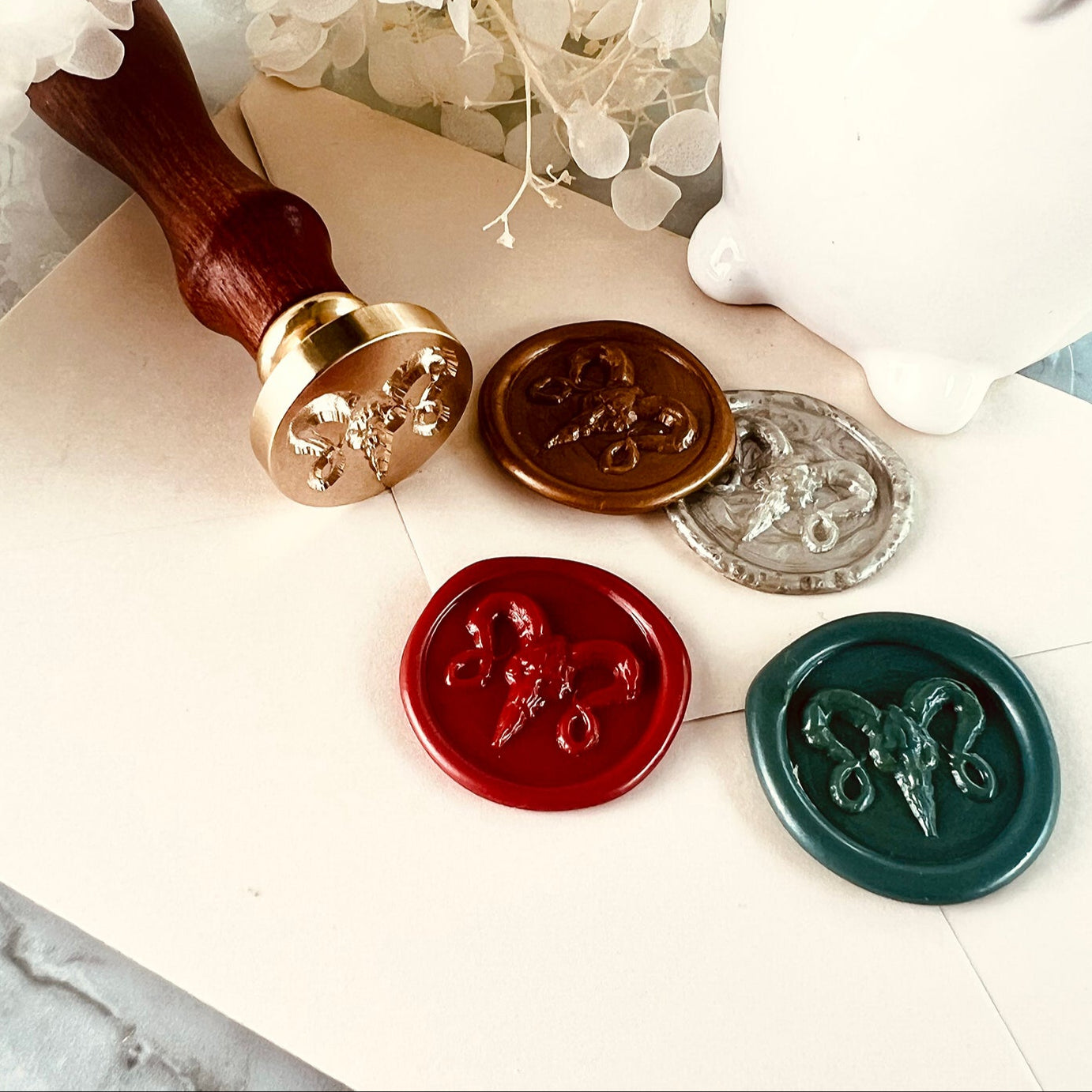 Ram Skull Wax Seal Stamp | Gothic Brass Stamp size 25mm