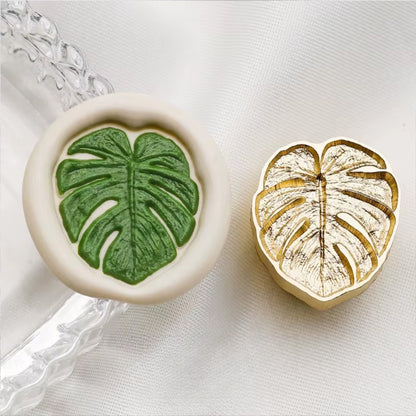 Monstera Leaf Wax Seal Stamp | Brass Botanical Stamp size 22.6 x 23.3mm