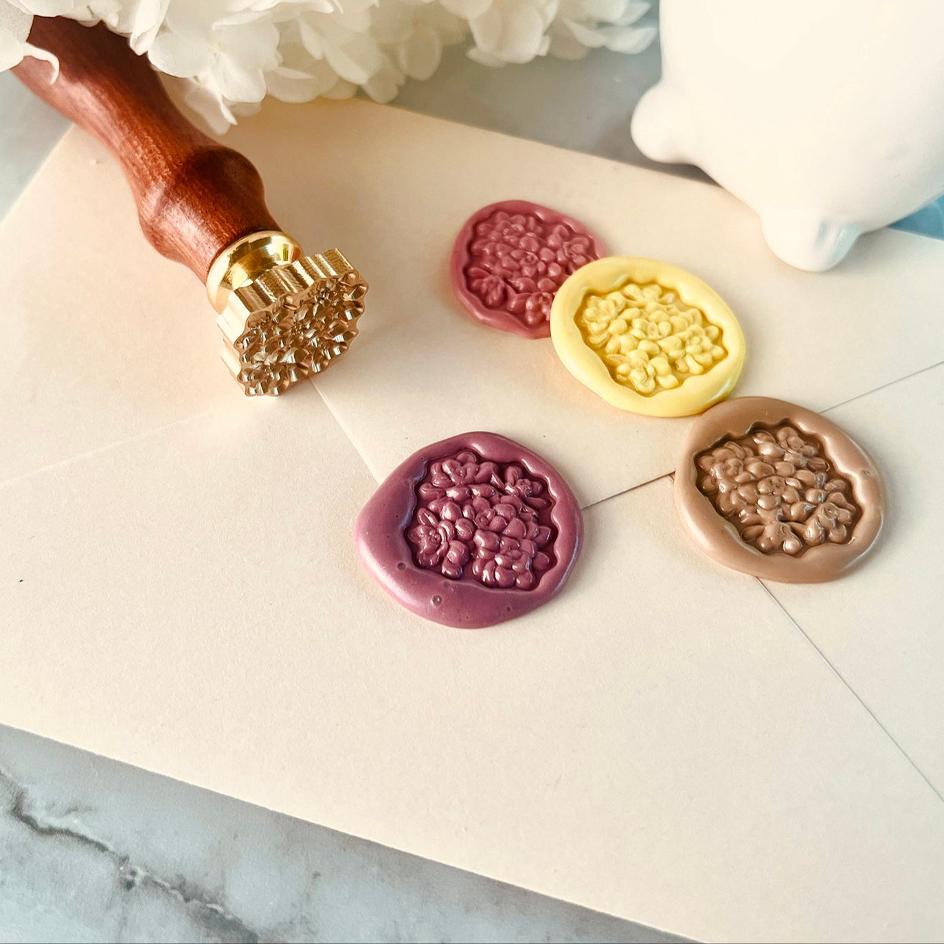 Succulent Flower Wax Seal Stamp | Botanical Brass Stamp size 24.4x23.3mm