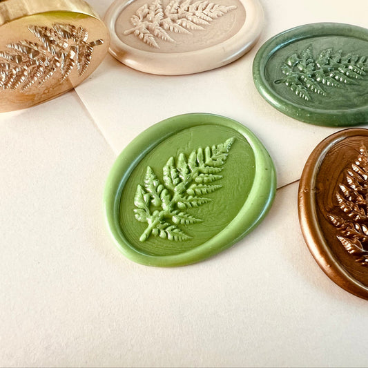 Fern Leaf Wax Seal Stamp | Botanical Oval Brass Stamp size 20x30mm
