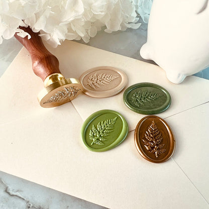 Fern Leaf Wax Seal Stamp | Botanical Oval Brass Stamp size 20x30mm
