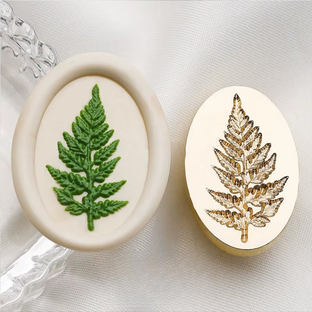 Fern Leaf Wax Seal Stamp | Botanical Oval Brass Stamp size 20x30mm