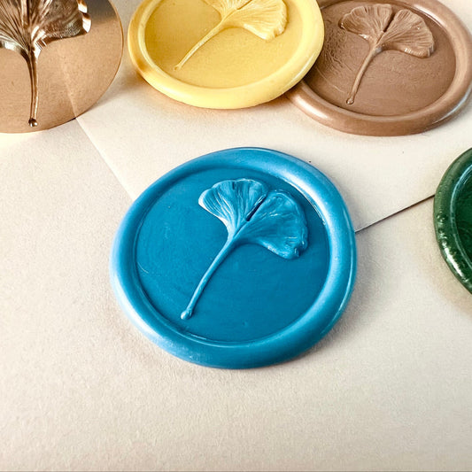 Ginkgo Leaf Wax Seal Stamp | Botanical Brass Stamp size 25mm