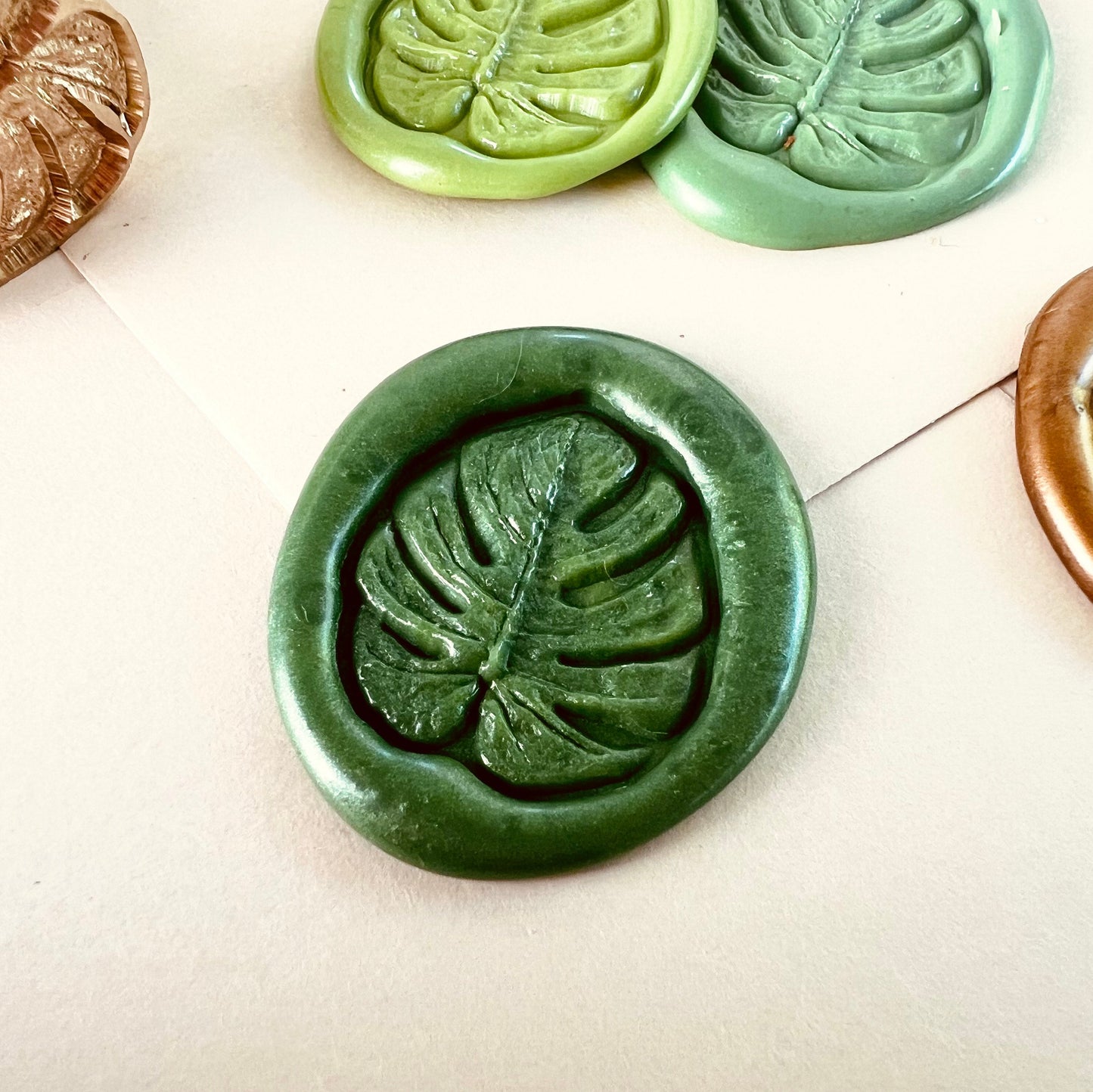 Monstera Leaf Wax Seal Stamp | Brass Botanical Stamp size 22.6 x 23.3mm