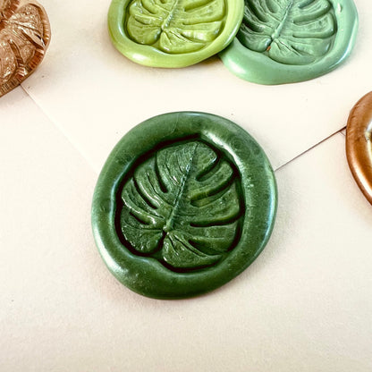 Monstera Leaf Wax Seal Stamp | Brass Botanical Stamp size 22.6 x 23.3mm